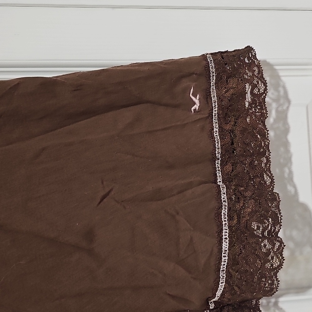 🤎 Hollister Brown Racerback Lace Trim Tank Top Size L - Picture 3 of 6